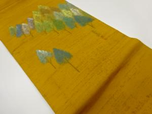 作家物　金彩木々模様名古屋帯